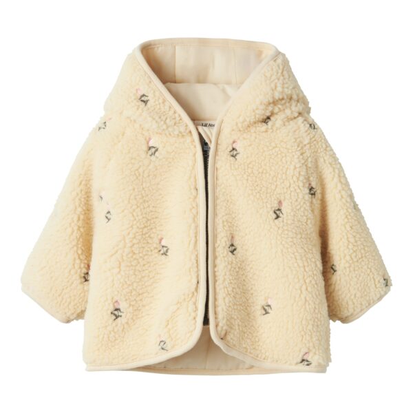 Lil Atelier Nalo Loose Sherpa Jakke - Bleached Sand - 56 cm