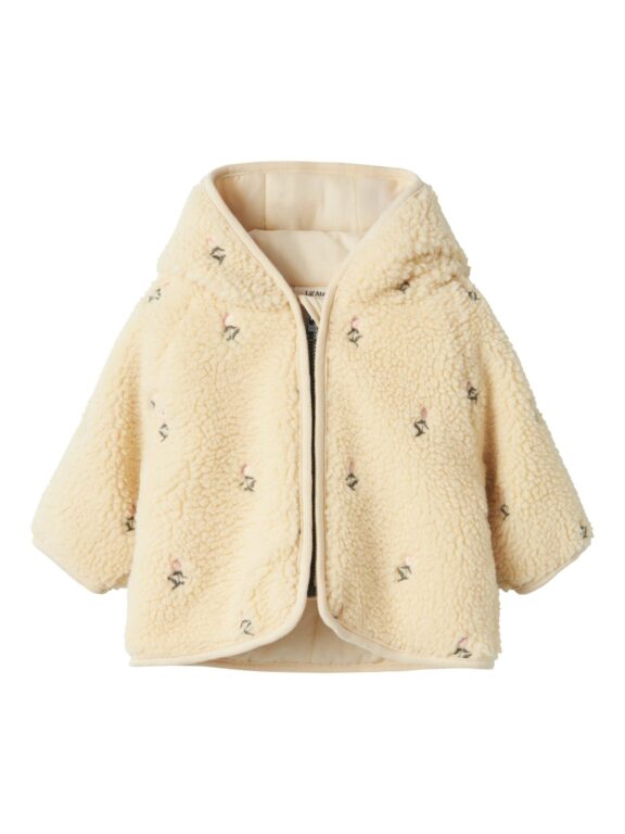 Lil Atelier Nalo Loose Sherpa Jakke - Bleached Sand - 56 cm