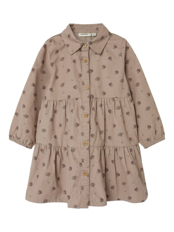 Lil Atelier Nola Floral Dress - Gray Morn - 92 cm