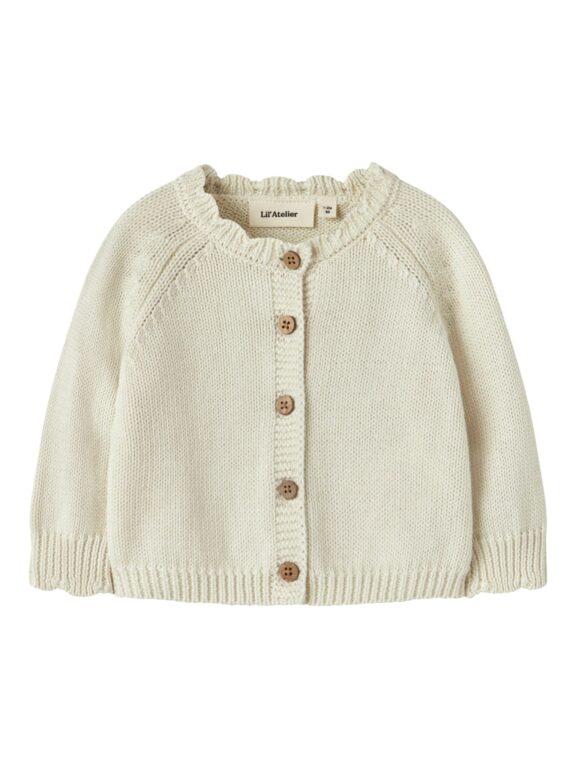 Lil Atelier Ramla LS Short Knit Cardigan - Turtledove - 56 cm