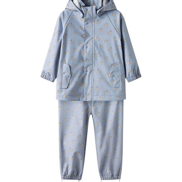 Lil' Atelier Regntøj m. Seler - PU - NmfLaDry10 - Zen Blue/Swan