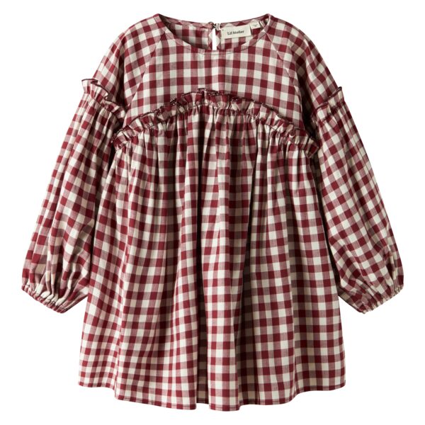 Lil Atelier Rio LS Loose Dress - Red Dahlia - 92 cm