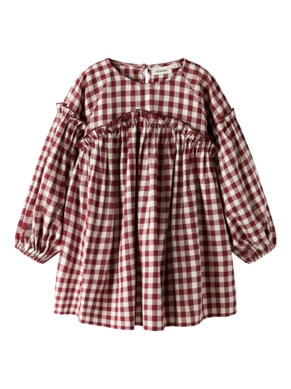 Lil Atelier Rio LS Loose Dress - Red Dahlia - 92 cm