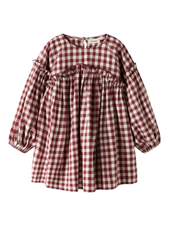 Lil Atelier Rio LS Loose Dress - Red Dahlia - 92 cm