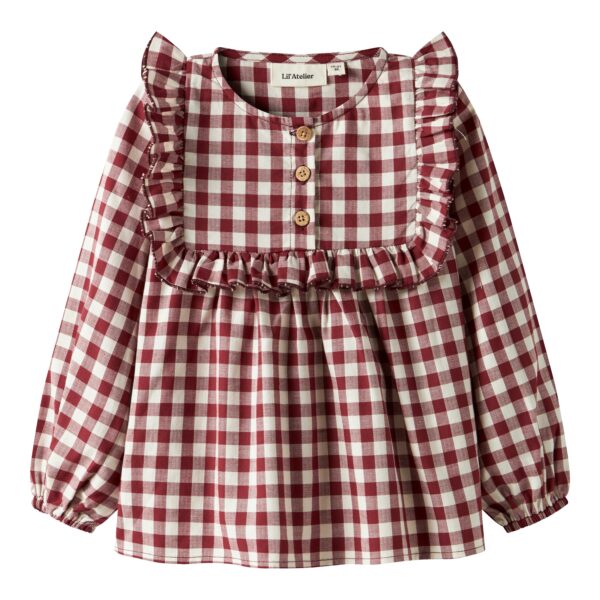 Lil Atelier Rio LS Loose Shirt - Red Dahlia - 92 cm
