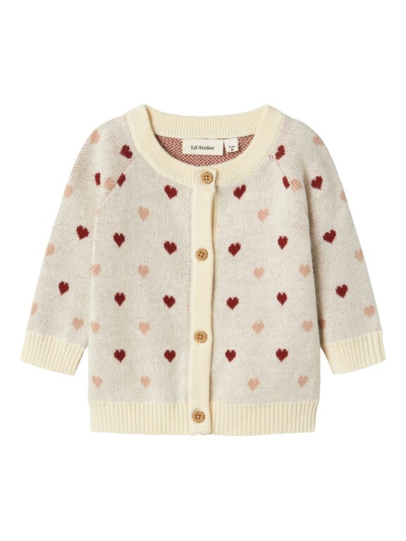 Lil Atelier Saran Knit Cardigan Heart - Turtledove - 56 cm Lil Atelier Saran Knit Cardigan Heart - Turtledove - 56 cm