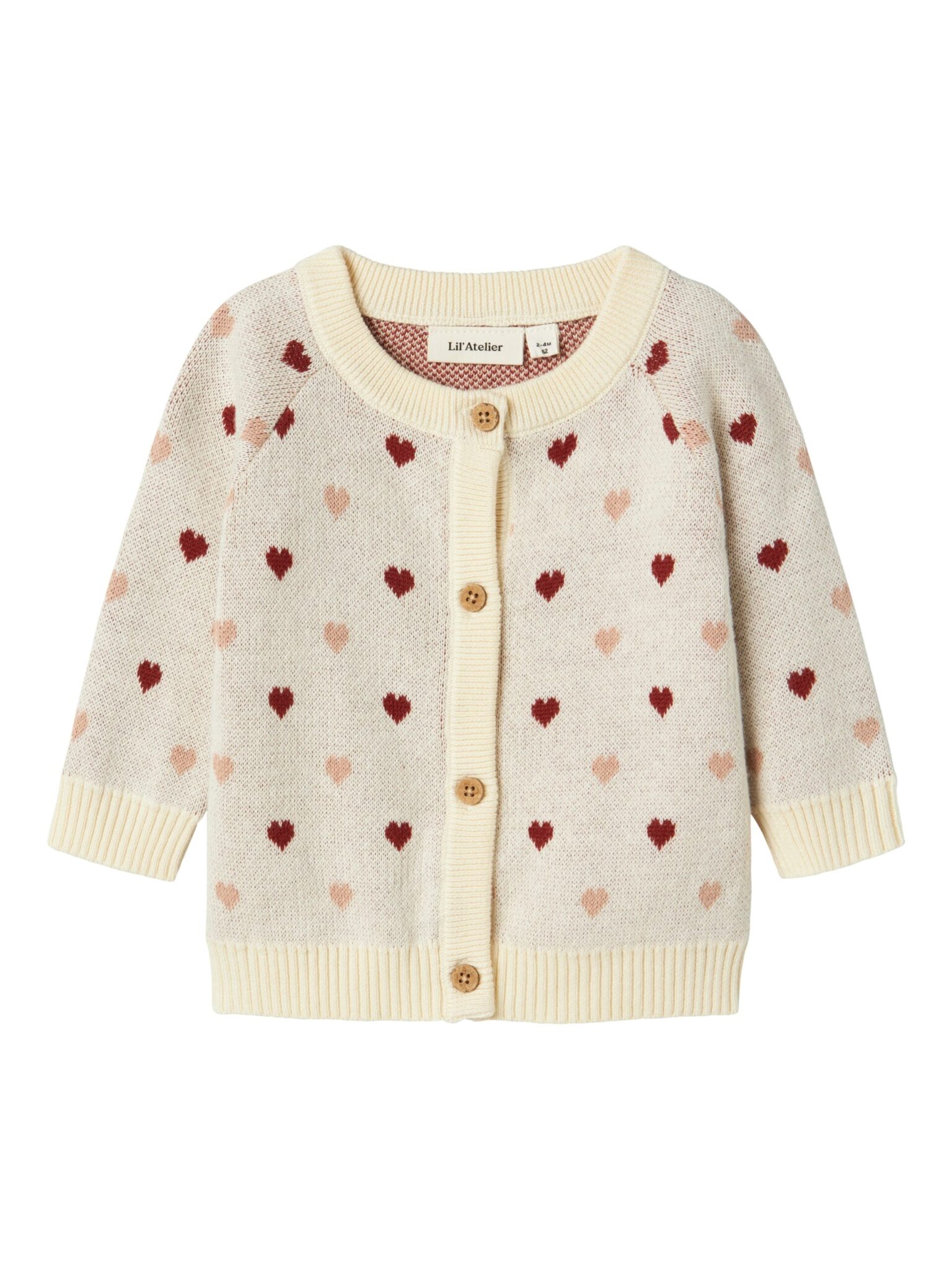 Lil Atelier Saran Knit Cardigan Heart - Turtledove - 56 cm Lil Atelier Saran Knit Cardigan Heart - Turtledove - 56 cm