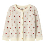 Lil Atelier Saran Knit Cardigan Heart - Turtledove - 92 cm