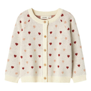 Lil Atelier Saran Knit Cardigan Heart - Turtledove - 92 cm