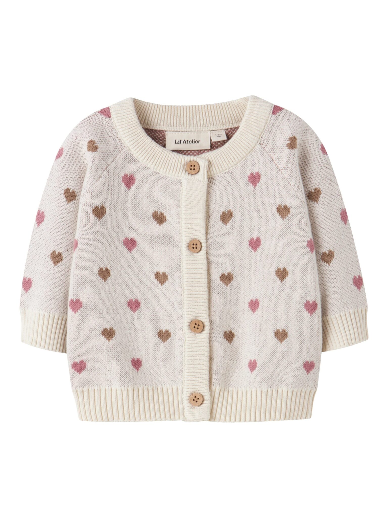 Lil Atelier Saran LS Knit Cardigan Heart - Turtledove - 56 cm Lil Atelier Saran LS Knit Cardigan Heart - Turtledove - 56 cm