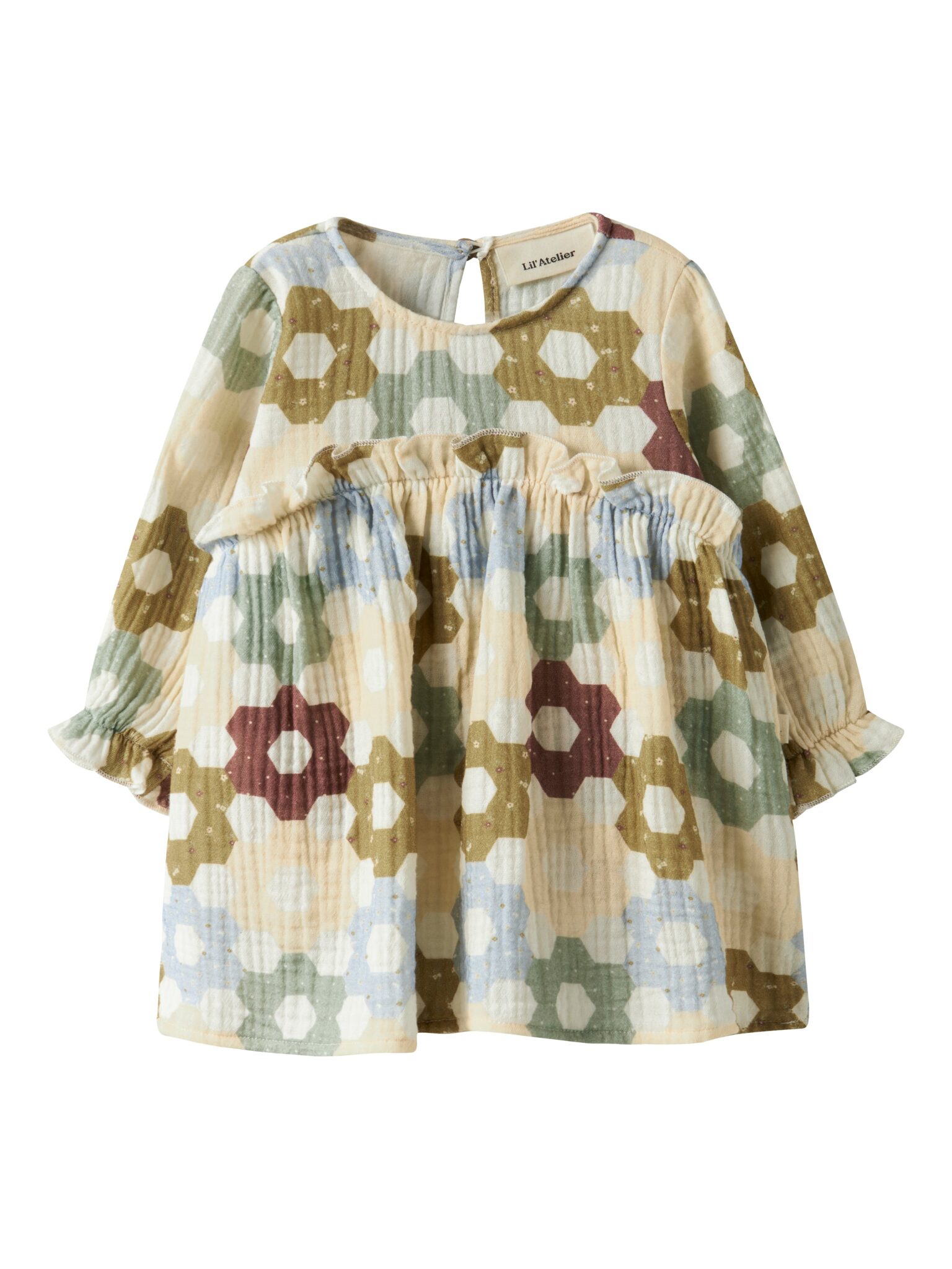 Lil Atelier Talia LS Body Dress - Coconut Milk - 56 cm