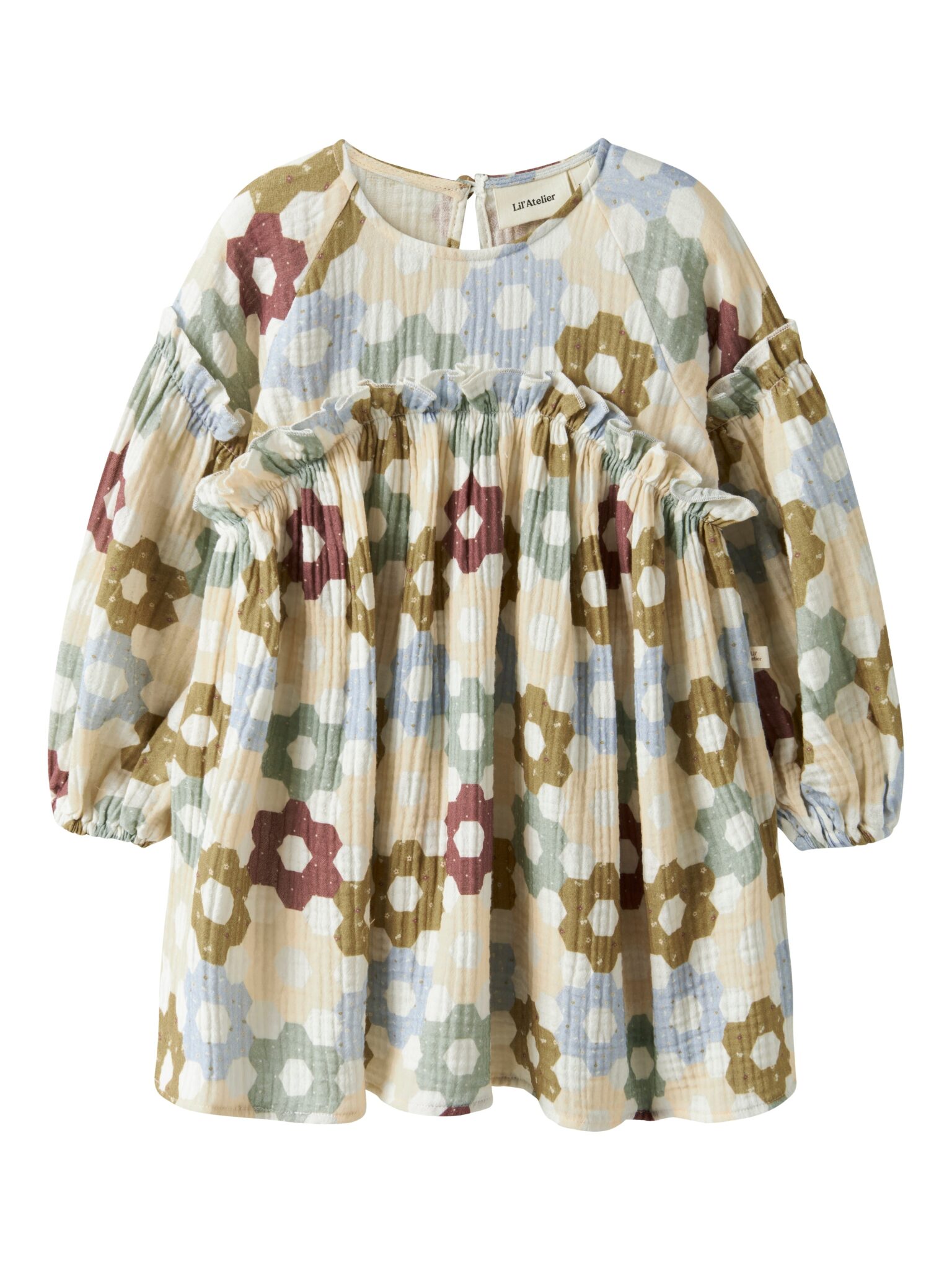 Lil Atelier Talia LS Loose Dress - Coconut Milk - 92 cm