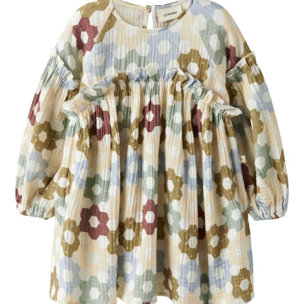 Lil Atelier Talia LS Loose Dress - Coconut Milk - 92 cm
