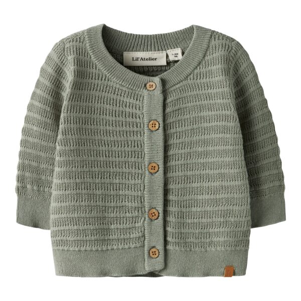 Lil Atelier Thunder LS Knit Cardigan - Seagrass - 56 cm