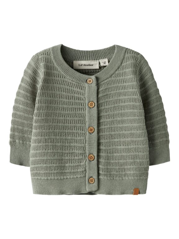 Lil Atelier Thunder LS Knit Cardigan - Seagrass - 56 cm