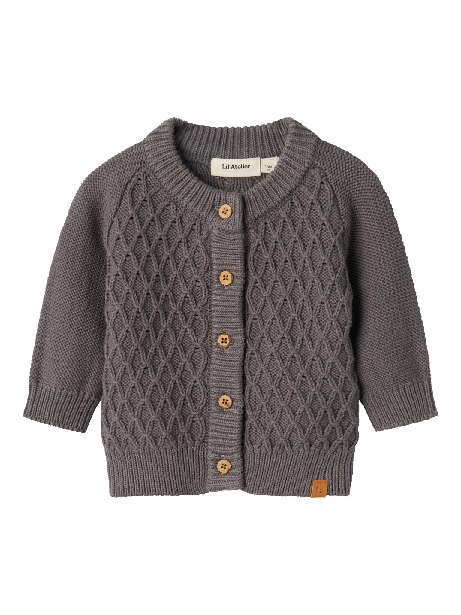 Lil Atelier Tobie Knit Cardigan - Pewter - 56 cm