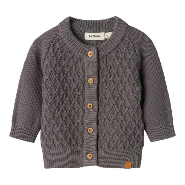 Lil Atelier Tobie Knit Cardigan - Pewter - 56 cm