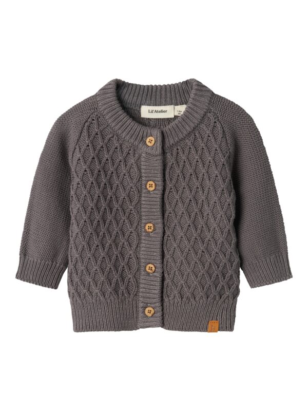 Lil Atelier Tobie Knit Cardigan - Pewter - 56 cm
