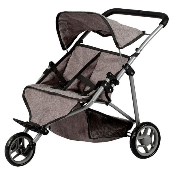 MaMaMeMo Dukke Tvillingeklapvogn - Grå