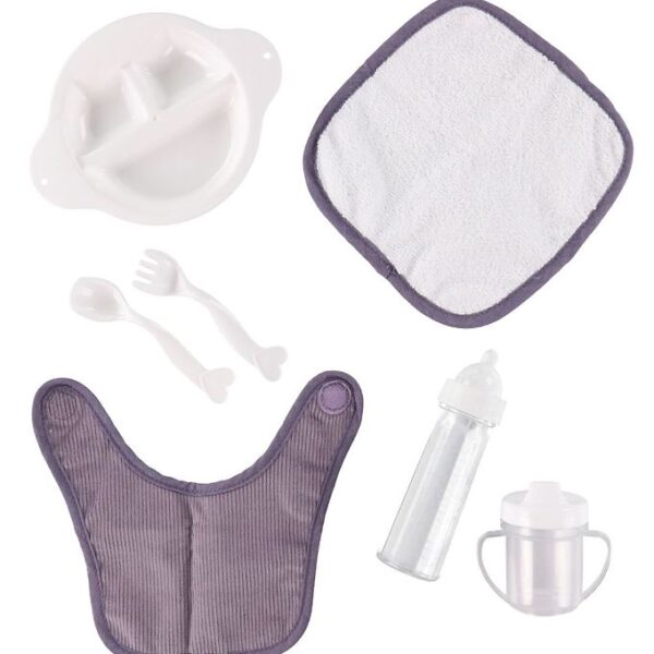 MaMaMeMo Dukkespisesæt I Taske - 8 dele - Fløjl - Lavender