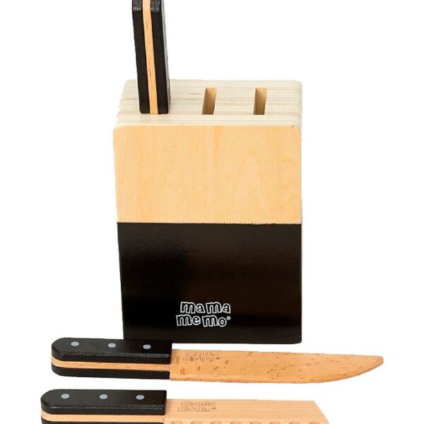 MaMaMeMo Knivblok m. 3 Knive - Træ