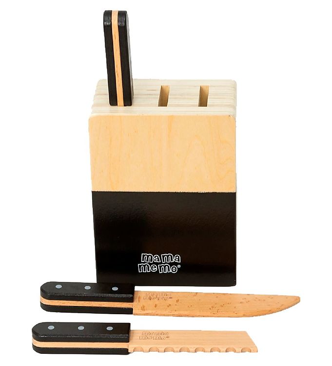 MaMaMeMo Knivblok m. 3 Knive - Træ