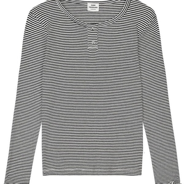 Mads Nørgaard Bluse - Rib - Stripe Tala - Sort/Vanilla Ice