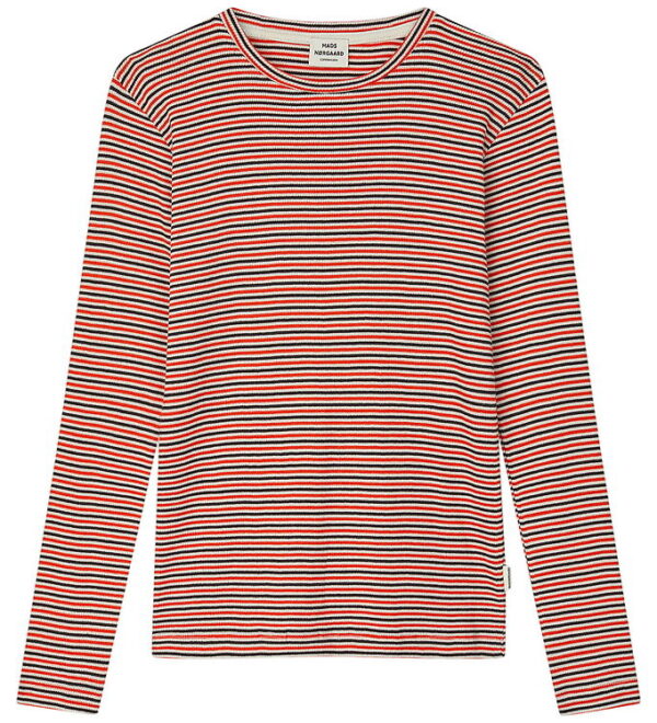 Mads Nørgaard Bluse - Rib - Talino - Fiery Red/Vanilla Ice