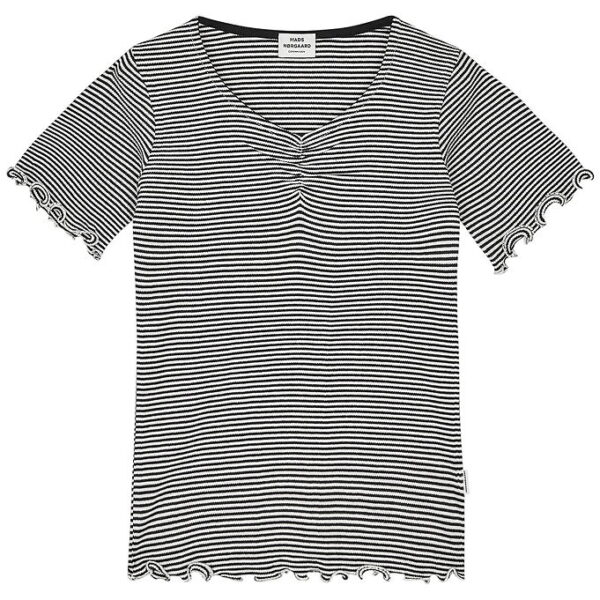 Mads Nørgaard T-shirt - Rib - Stripe Tiki - Sort/Vanilla Ice