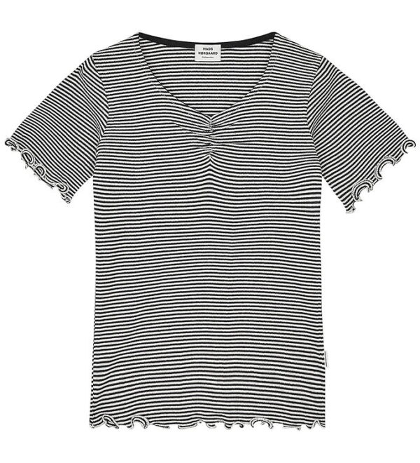 Mads Nørgaard T-shirt - Rib - Stripe Tiki - Sort/Vanilla Ice