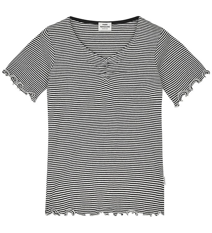 Mads Nørgaard T-shirt - Rib - Stripe Tiki - Sort/Vanilla Ice