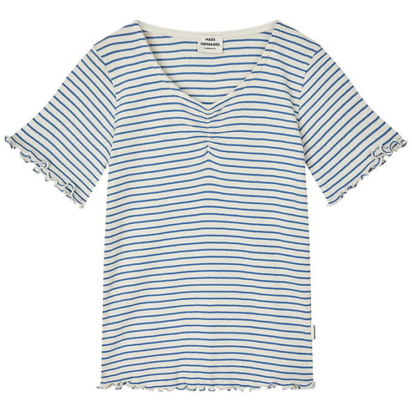 Mads Nørgaard T-shirt - Rib - Stripe Tiki - Vanilla Ice/Bright C