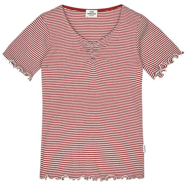 Mads Nørgaard T-shirt - Rib - Stripe Tiki - Winery/Vanilla Ice