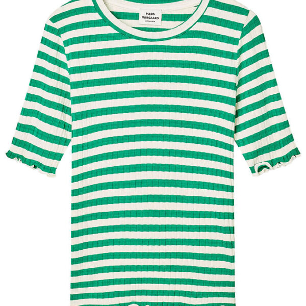 Mads Nørgaard T-shirt - Rib - Tuviana - Vanilla Ice/Verdant Gree