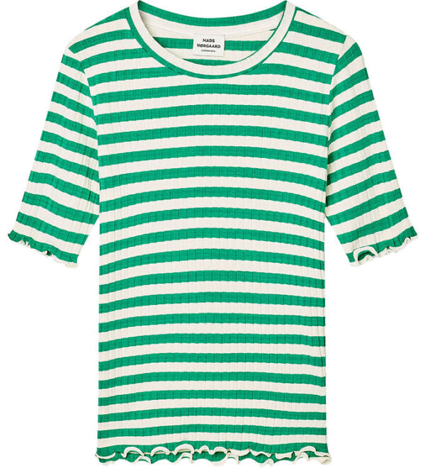 Mads Nørgaard T-shirt - Rib - Tuviana - Vanilla Ice/Verdant Gree