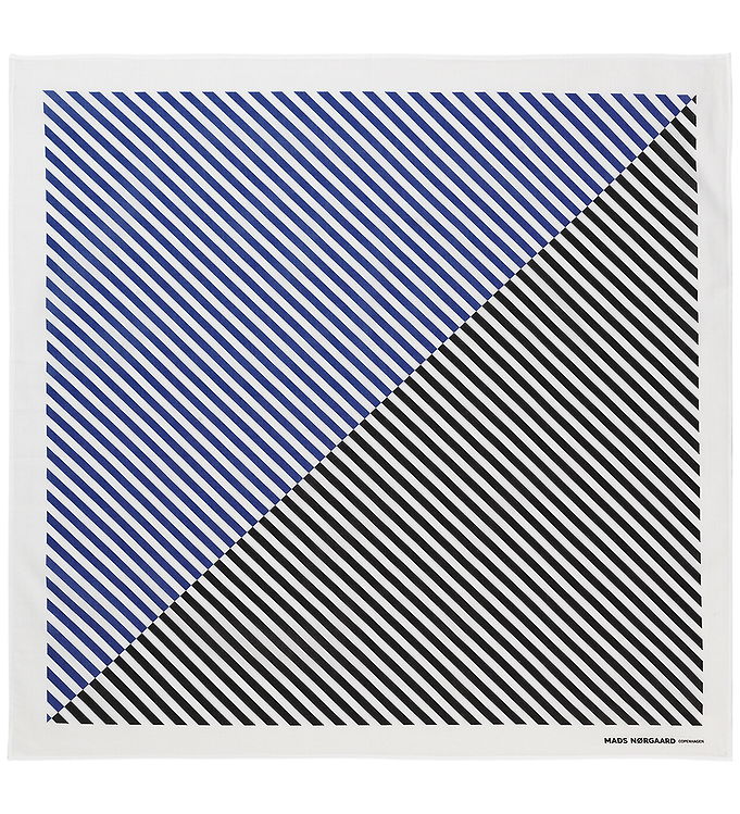 Mads Nørgaard Tørklæde - 55x55cm - Bluing/Jet Black Stribet
