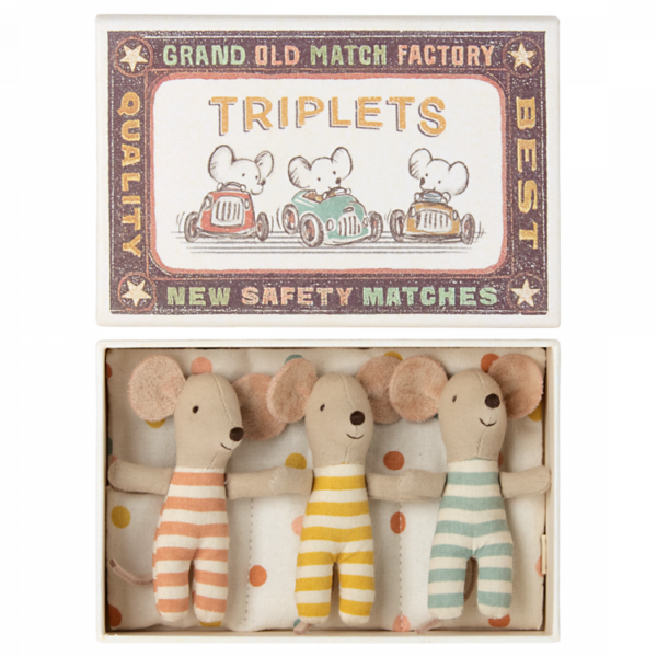 Maileg Babymus i Tændstikæske - Trillinger