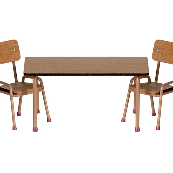 Maileg Bord og Stole Mus - Mørk Pudder