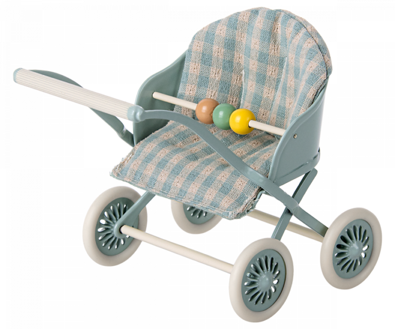 Maileg Klapvogn Baby Mus - Blå