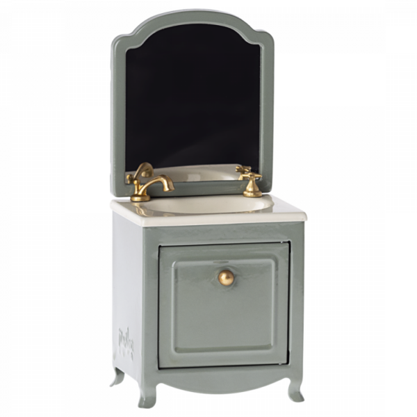Maileg Kommode med vask og spejl - Mørk mint