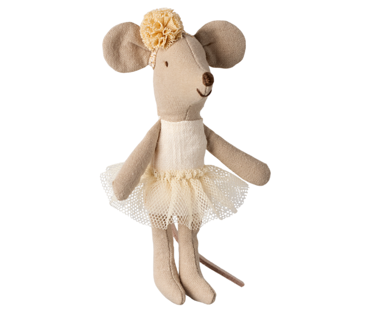 Maileg Lillesøster Ballerinamus - Råhvid