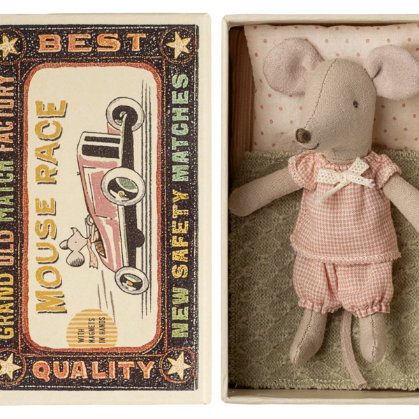 Maileg Lillesøster Mus i Tændstikæske