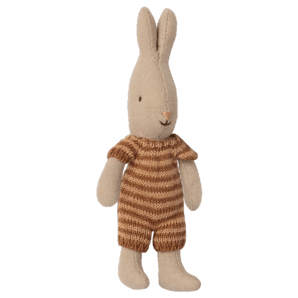 Maileg Micro Rabbit / Kanin med Stribet Dragt - Brun
