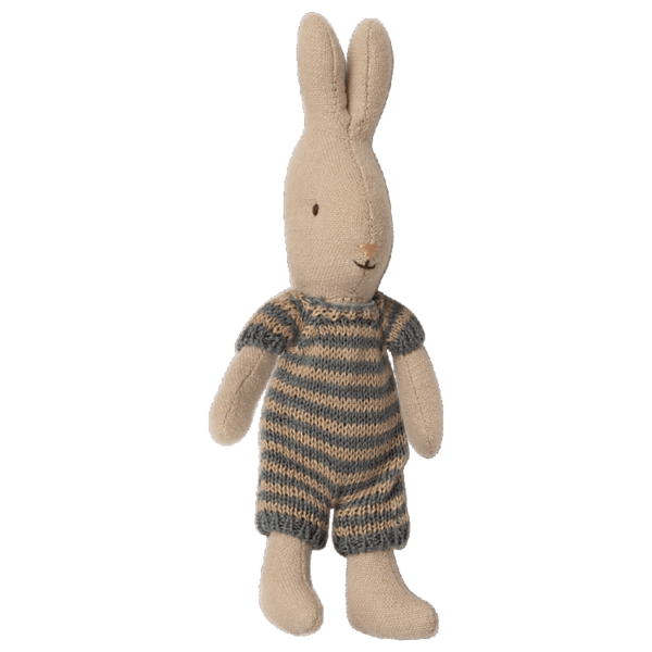 Maileg Micro Rabbit / Kanin med Stribet Dragt - Grå