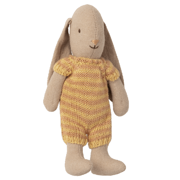 Maileg Micro Rabbit / Kanin med Stribet Dragt - Gul
