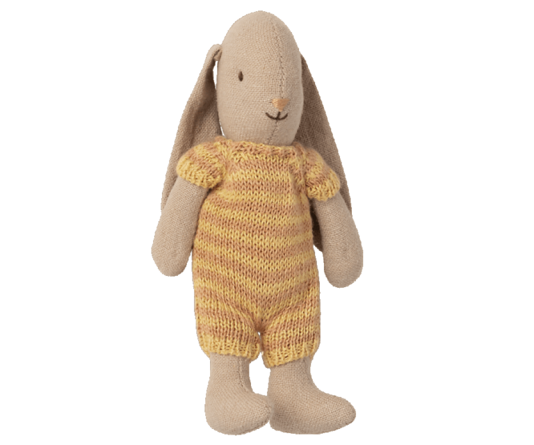 Maileg Micro Rabbit / Kanin med Stribet Dragt - Gul