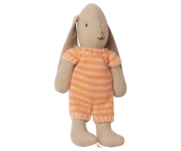 Maileg Micro Rabbit / Kanin med Stribet Dragt - Orange