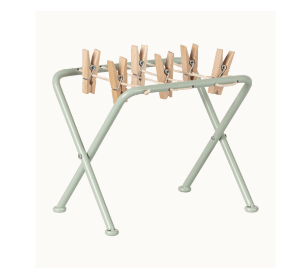 Maileg Miniature tørrestativ med tøjklemmer - Mint