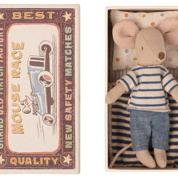 Maileg Storebror Mus med Nattøj i Tændstikæske