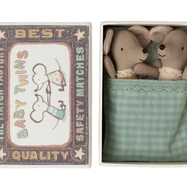 Maileg Tvillinger, babymus i Tændstikæske